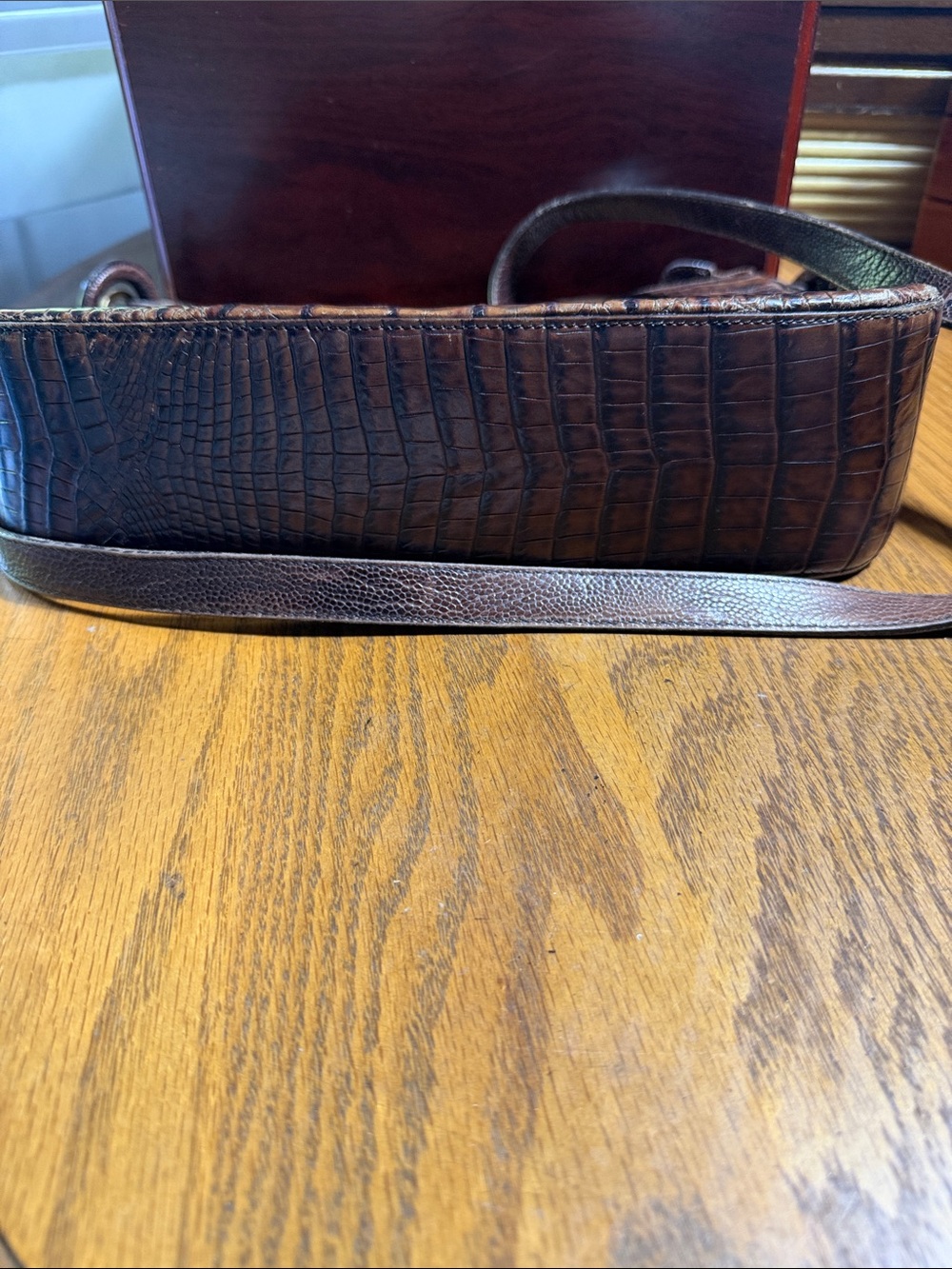 Brahmin Brown Croc-Embossed Leather Crossbody with Charm - Picture 6 of 13
